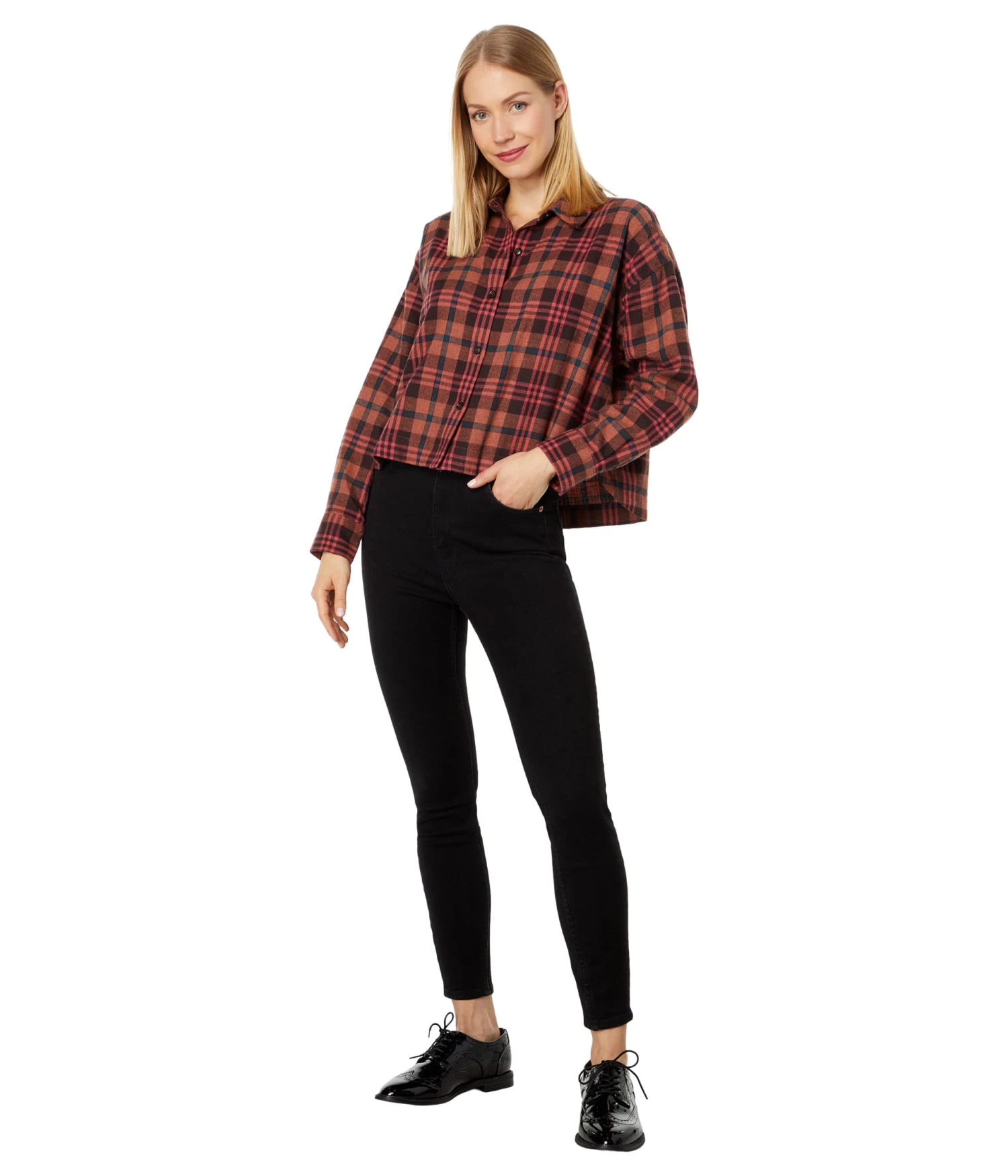 Madewell Cropped Shirt Frontier Plaid Flannel - Image 4