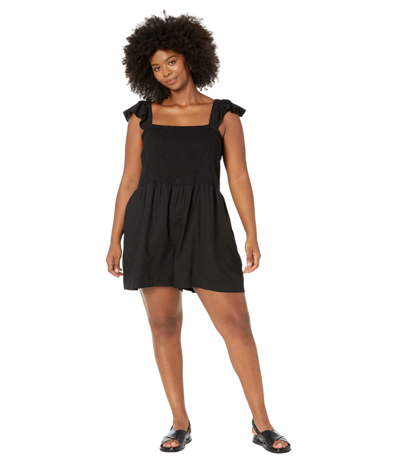 Madewell Plus Linen-Blend Lucie Smocked Romper - Image 4