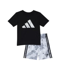 Adidas Kids Poly Tee & Camo All Over Print Shorts (Toddler/Little Kids/Big Kids)