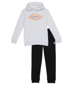 Hurley Kids Graphic Pullover Hoodie And Joggers Two-Piece Outfit Set (Little Kids)