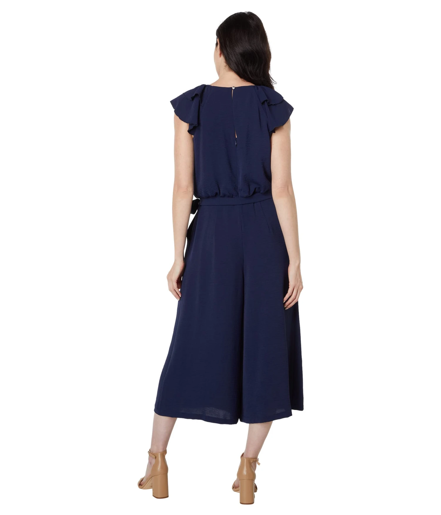 Vince Camuto Crepe Double Ruffle Sleeve Blouson Crop Jumpsuit - Image 2