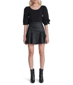 7 For All Mankind Coated Flirty Miniskirt In Rabbit Hole