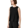 Eileen Fisher Crew Neck Short Shell In Fine Stretch Jersey Knit