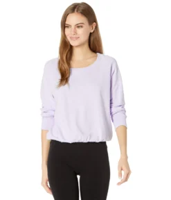 Bobi Los Angeles Sustainable Slub Terry Elastic Hem Long Sleeve Top