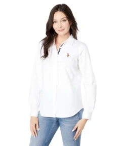 U.S. POLO ASSN. Long Sleeve Solid Stretch Oxford Woven Shirt