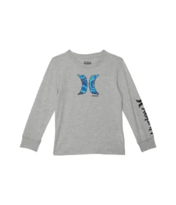 Hurley Kids Long Sleeve Graphic T-Shirt And Beanie Gift Set (Big Kids)