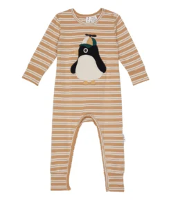 HUXBABY Cool Penguin Stripe Romper (Infant)