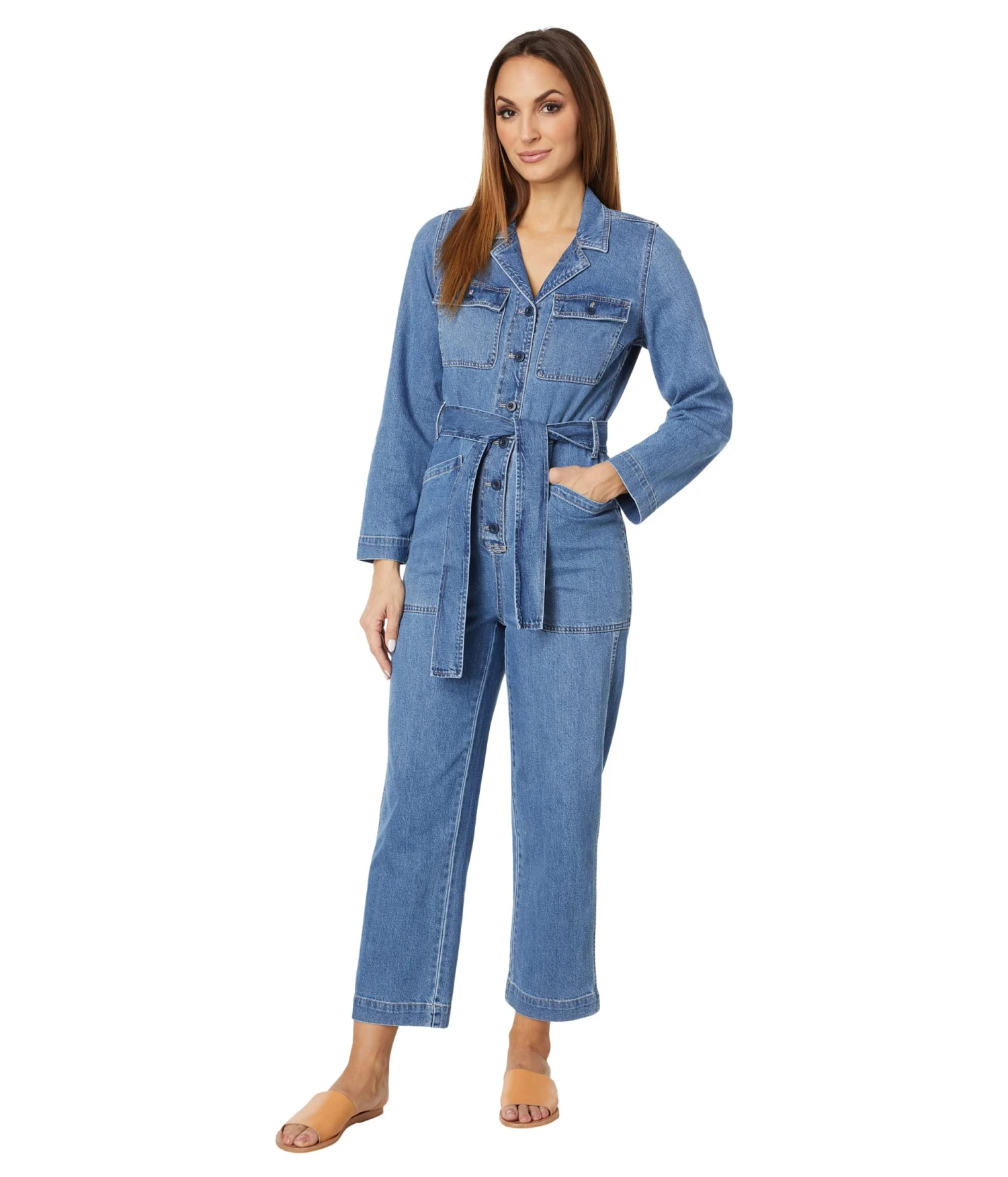 Madewell Long Sleeve Tie-Waist Coverall In Claireville Wash
