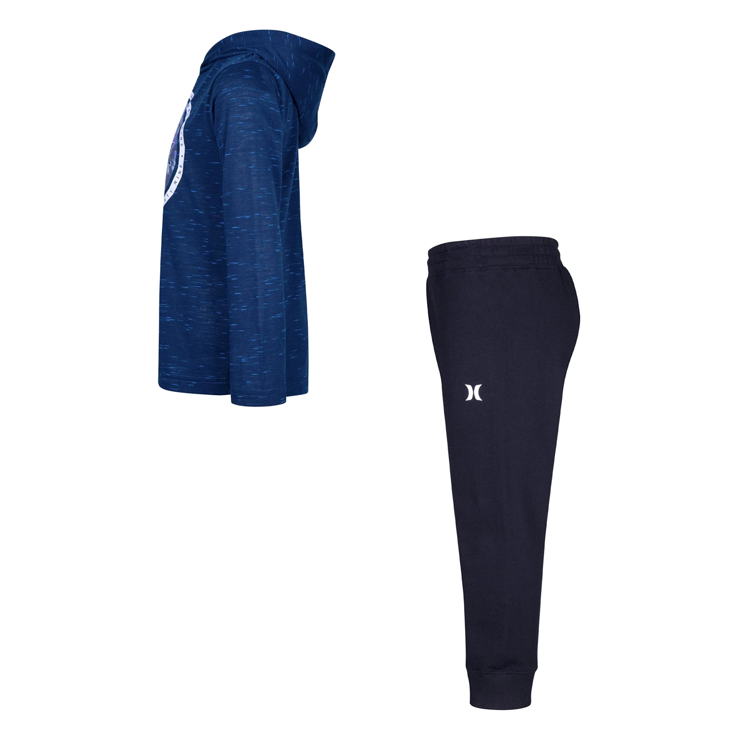 Hurley Kids Cloud Slub Long Sleeve Hooded T-Shirt And Joggers Two-Piece Outfit Set (Little Kids) - Image 2