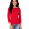 Lilla P 1x1 Rib 3/4 Sleeve Boatneck Top