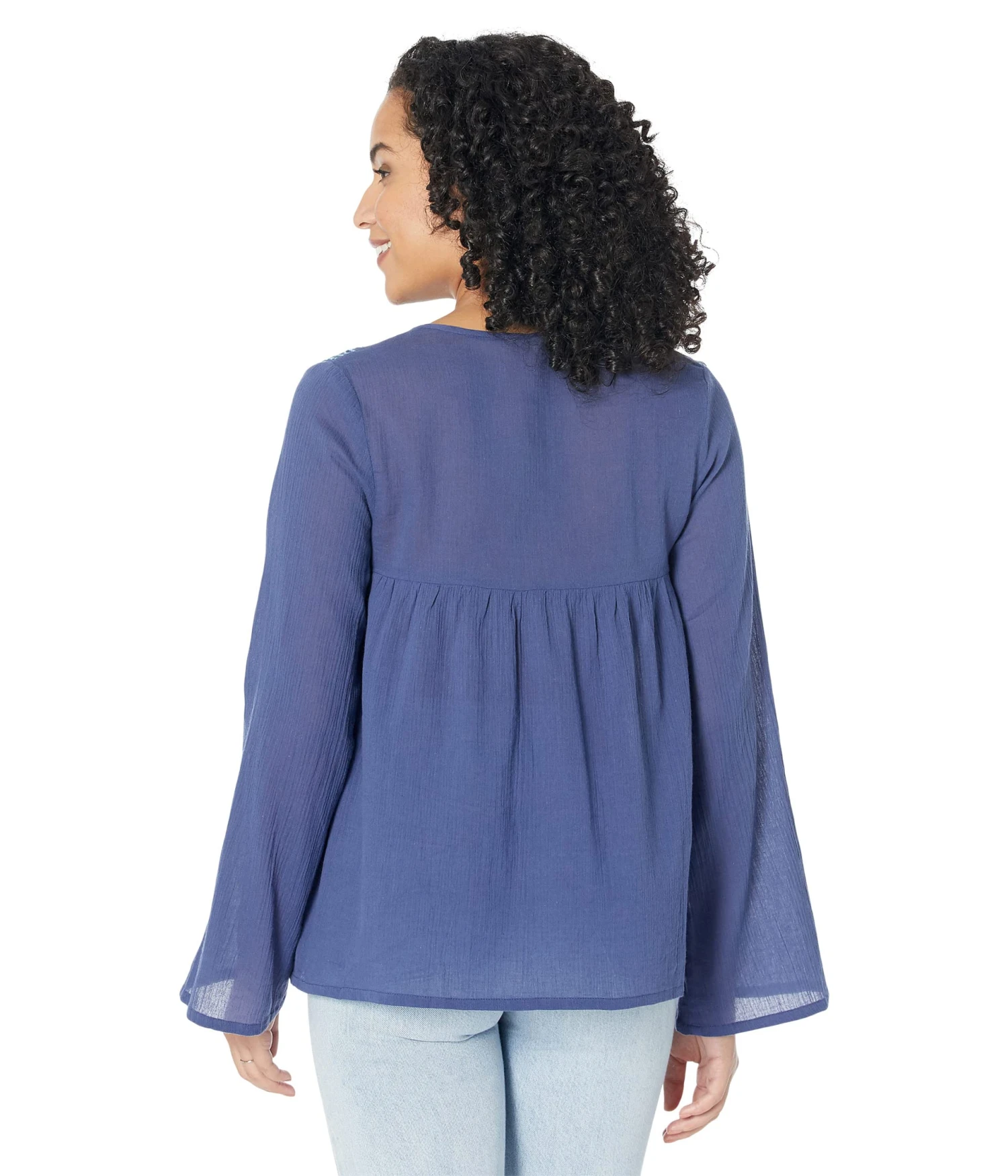 Roper Cotton Crepe Embroidery Peasant Blouse - Image 2
