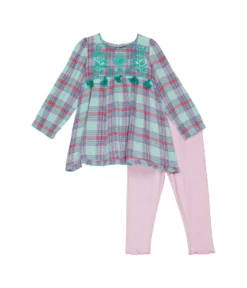 PEEK Embroidered Plaid Blouse With Tassels Pants Set (Infant)