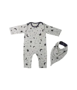 Everly Grey Romper & Bib Two-Piece Set (Infant)