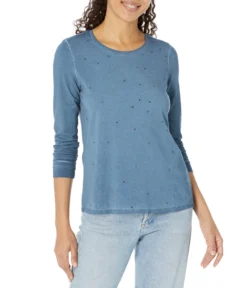 NIC+ZOE Long Sleeve Crew Sparkle Tee