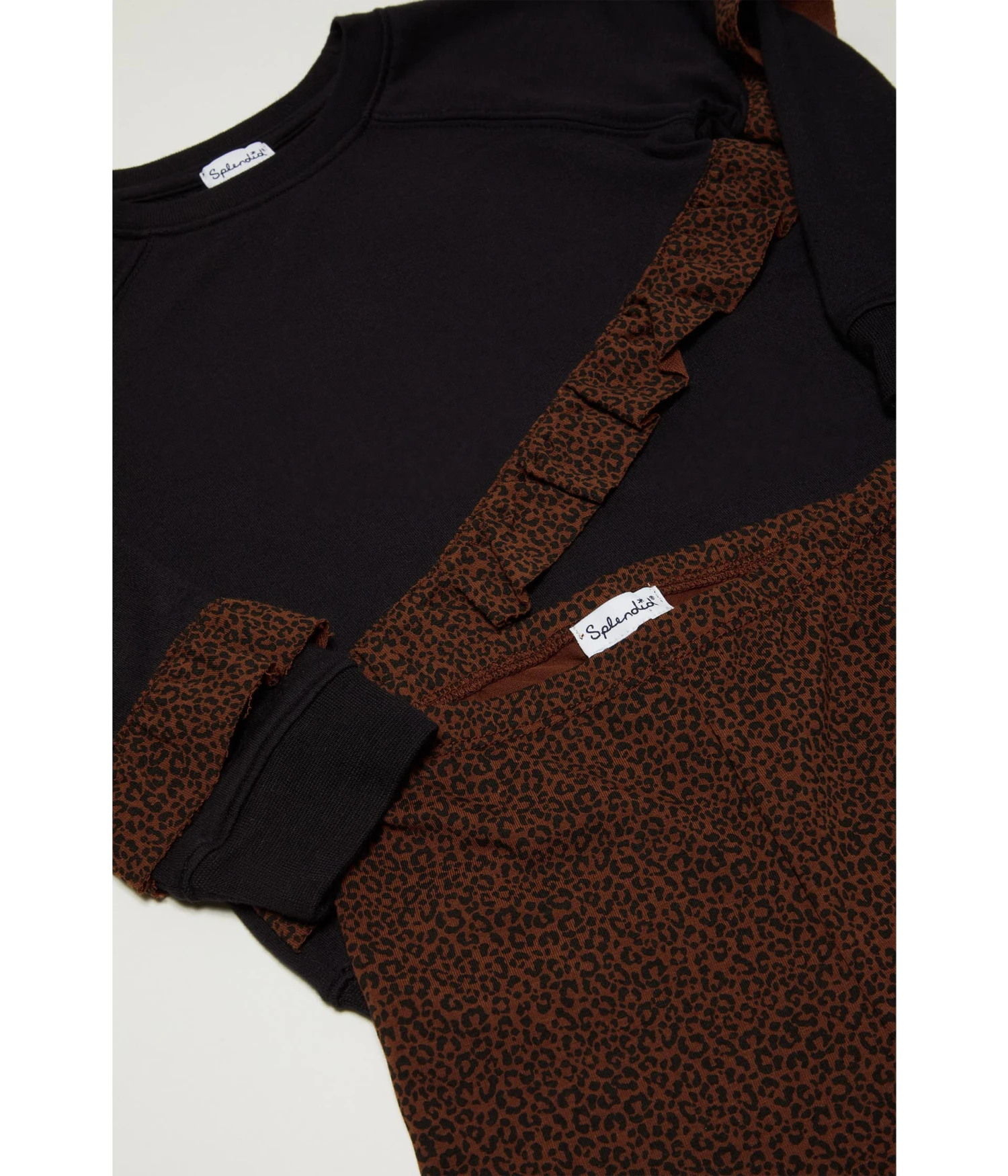 Splendid Littles Ruffle Sweatshirt & Leopard Leather Leggings (Toddler/Little Kids) - Image 2