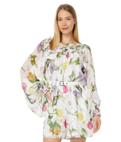 Ted Baker Ruffle Playsuit With Blouson Sleeves