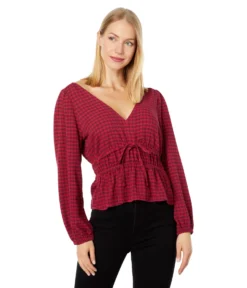Madewell Saffi Top - Drapey Crinkle Plaid