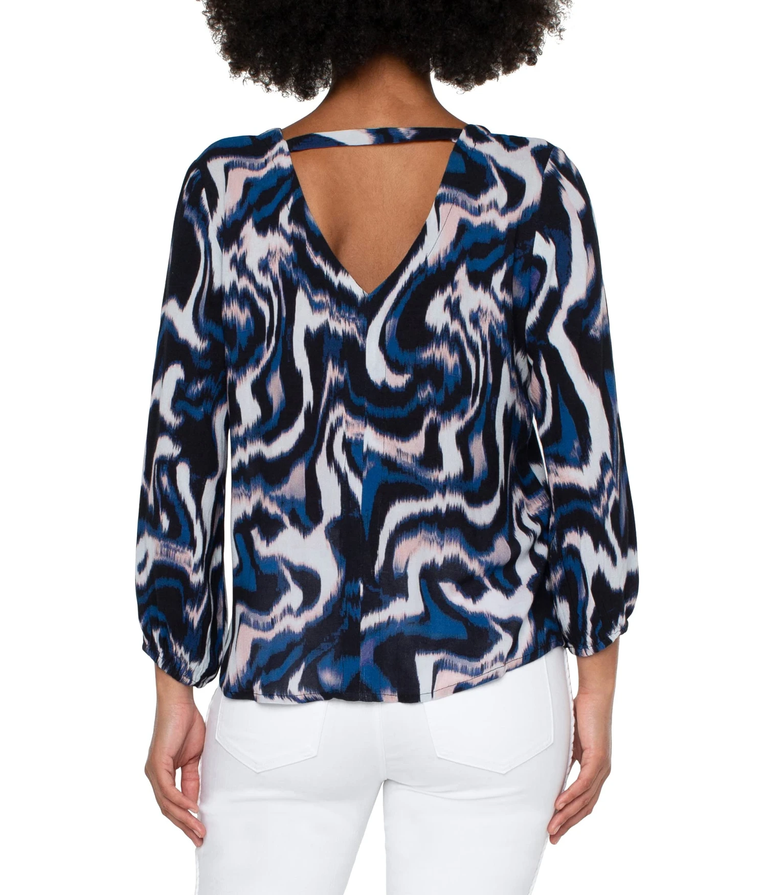 Liverpool 3/4 Sleeve Double V-Neck Woven Top - Image 2