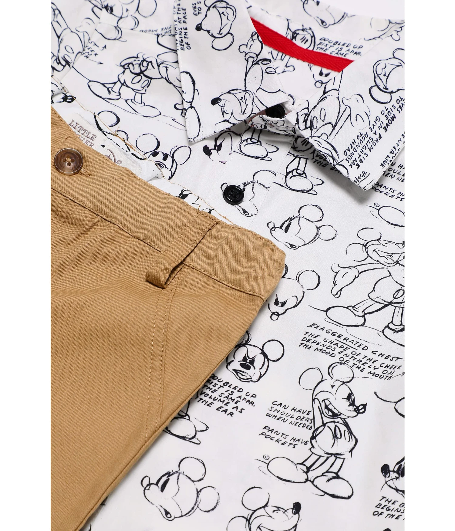 Pippa & Julie Rolled Sleeve Mickey Print Top, Tee, Pants Three-Piece Set (Toddler) - Image 2