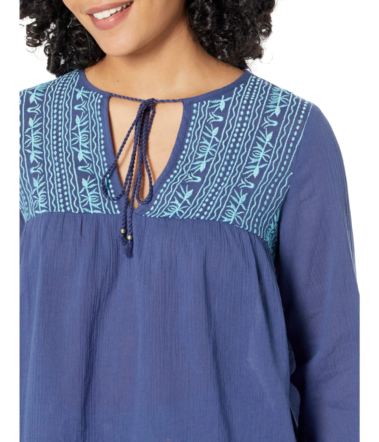 Roper Cotton Crepe Embroidery Peasant Blouse - Image 3