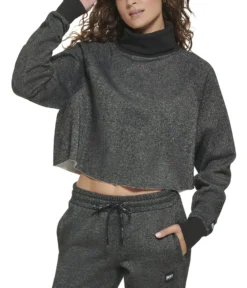 DKNY Sparkle Fleece High-Waist Relaxed Joggers
